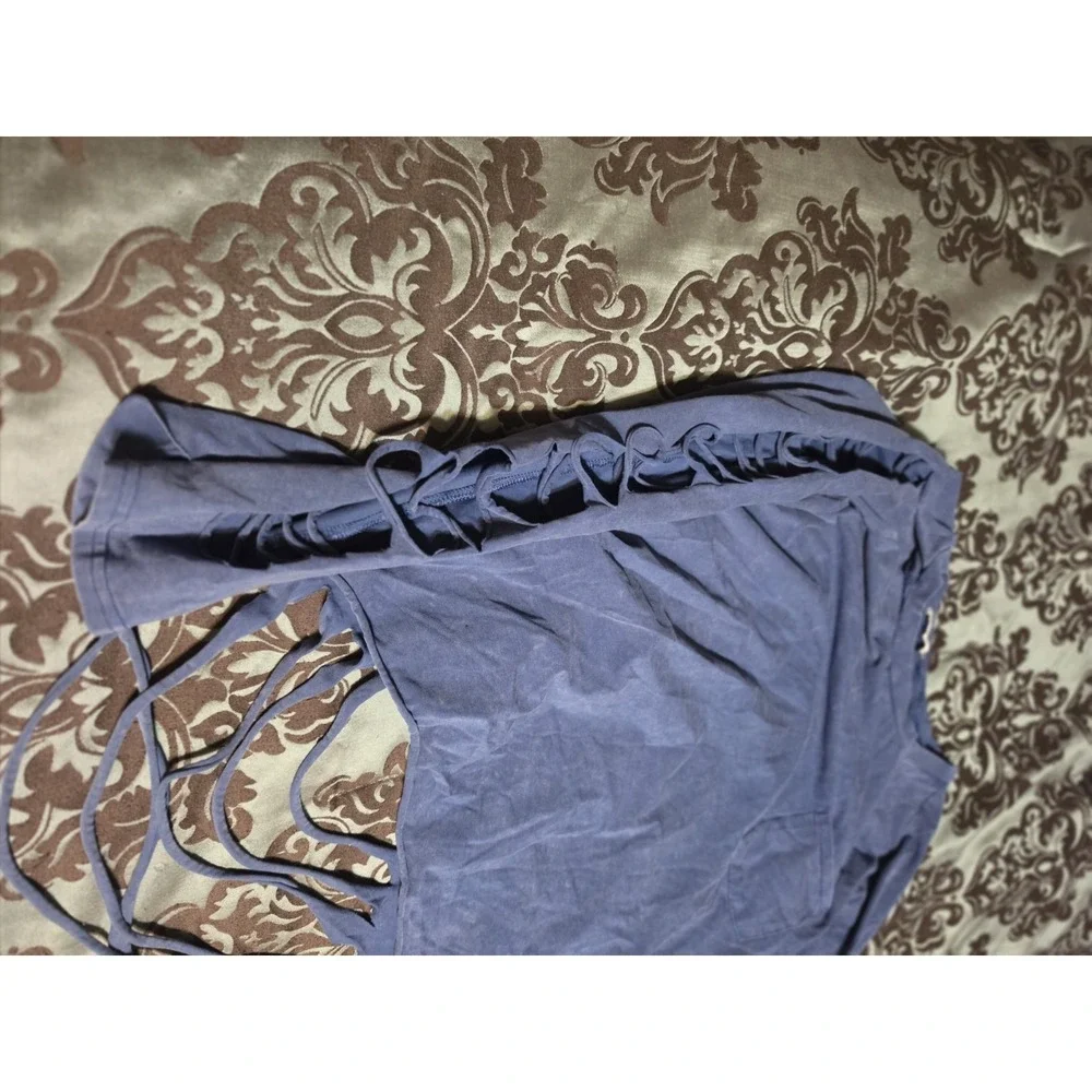 Anna Kaci 2XL Ripped Out Faded Blue Long Sleeve Top - Picture 2 of 4